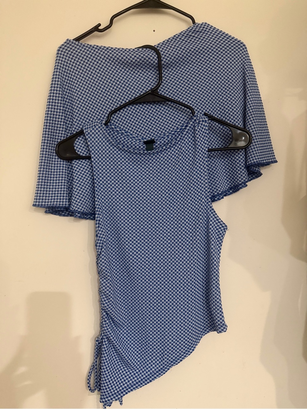 wild fable Blue Gingham Sleeveless Tank with Side Ruche